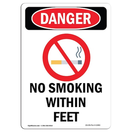 OSHA Danger Sign, No Smoking W/in ____ Feet, 24in X 18in Decal